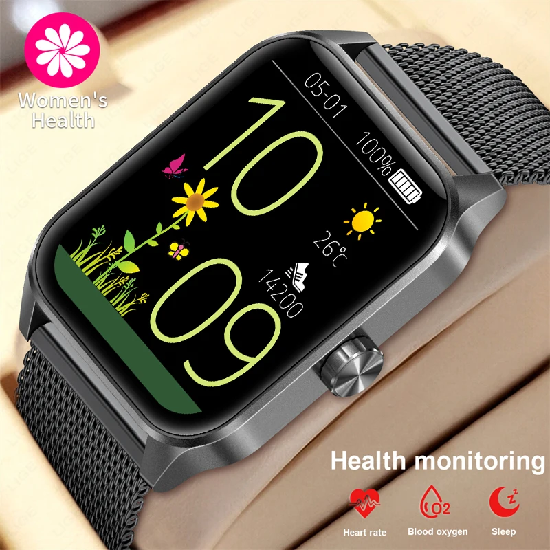 

LIGE New Smart Watch Women 1.85" 3D Dynamic Dial Smart Watches Men Heart Rate Monitoring IP68Waterproof BT Call Smartwatch Woman