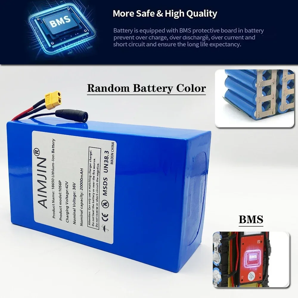 bestseller 10S6P 36v 20ah 500-1000W large capacity lithium battery uses most vehicles and supports product customization