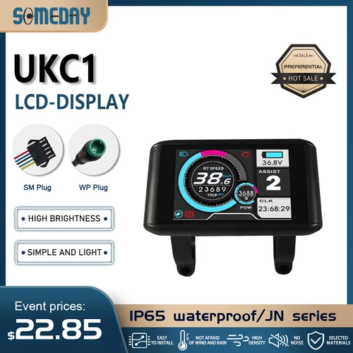 電動自転車 36V-72V LCD UKC1 カラーディスプレイ UART 2 通信付き電動自転車アクセサリー用 SM/防水コネクタ付き