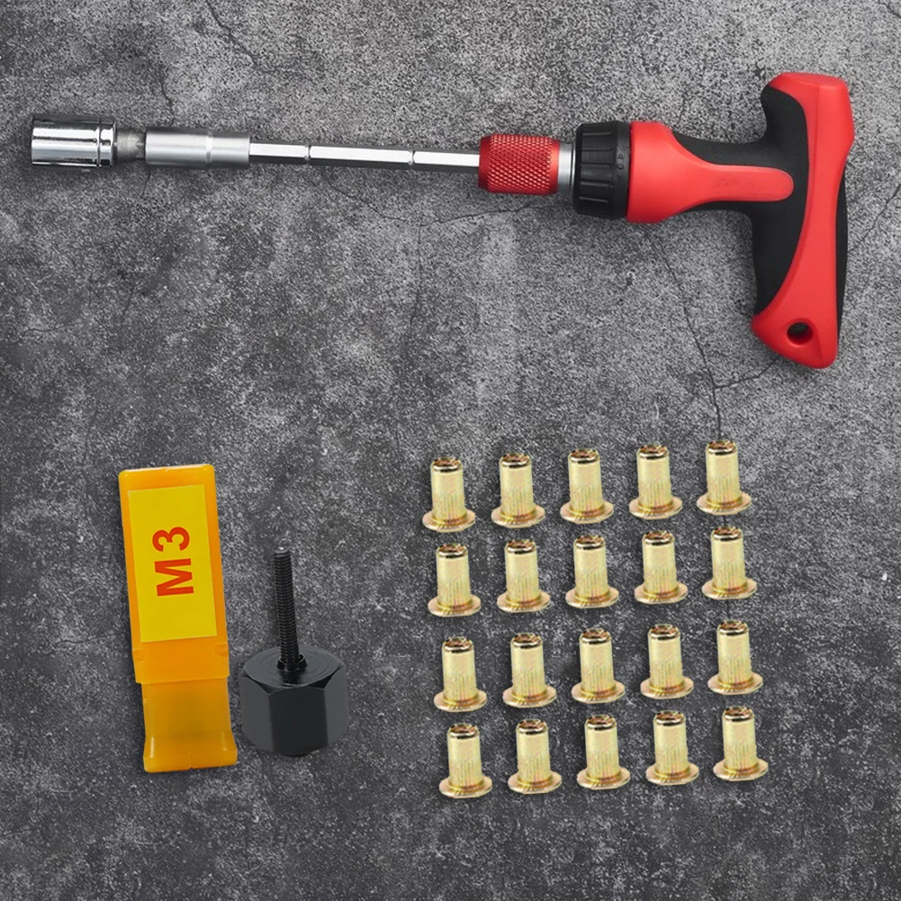 21Pcs Rivet Nut Tools Simple Installation Hand Rivet Nut Head Hand Nuts Riveter Rivnut Tool for Nuts M3 M4 M5 M6 M8 M10