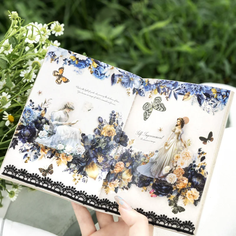 200 ซม./ม้วนเทป PET ศิลปะโรแมนติก Rose ดอกไม้ธีมสร้างสรรค์ Guka Collage วัสดุ DIY บัตรอวยพรกรอบรูปตกแต่ง