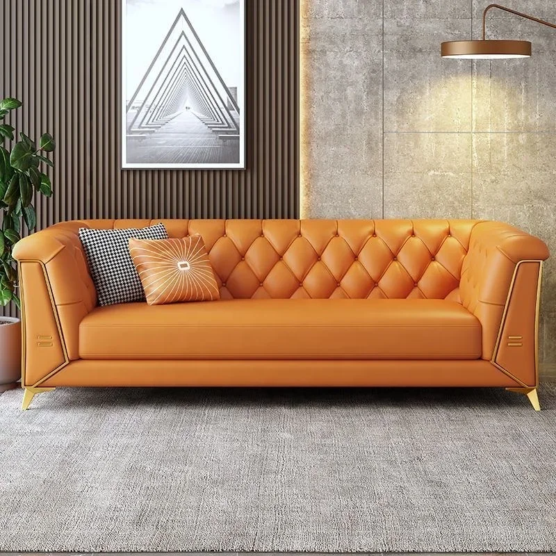 customizable cama casal wooden sofa design de cuero capa de sofa de 2 e 3 lugares armchair sofa