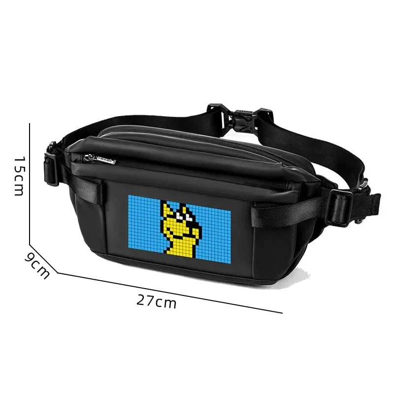 Bolsa bandolera con pantalla de programación LED, mochila impermeable de moda DIY, bolsa de viaje de hombro, almacenamiento de motocicleta, regalo