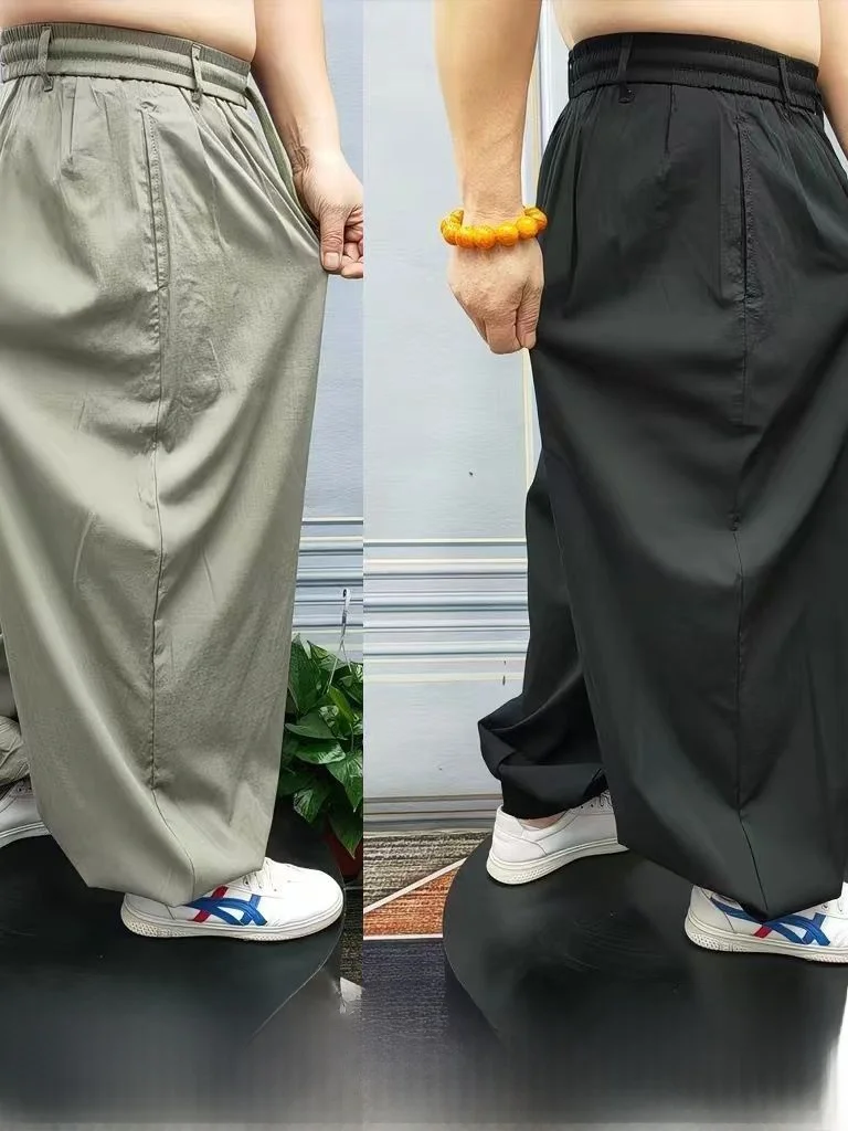 

Loose plus Size Wide Leg Pants Casual Comfortable Sports Long Trousers Elastic Waist Harlan Pants Polyester Fiber Breathable