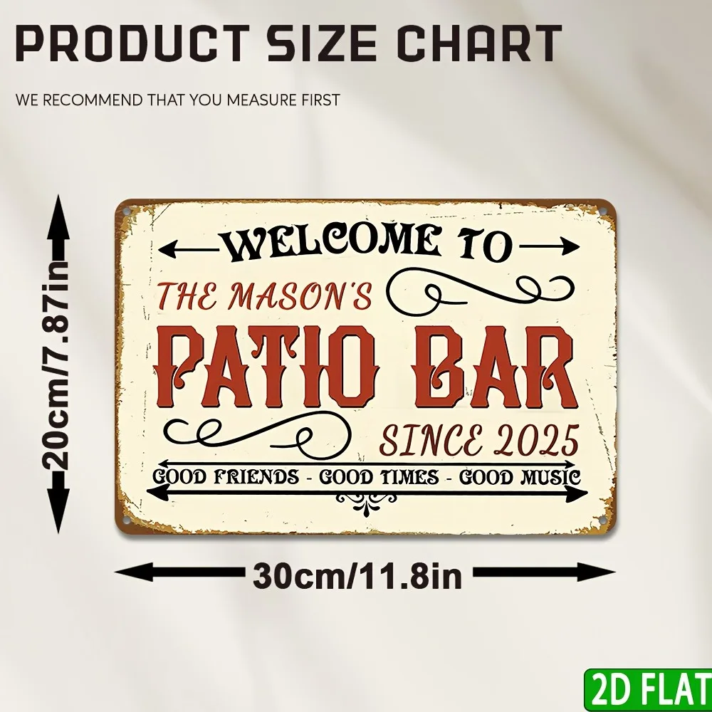 Custom 2D Aluminum Retro Wall Decor, Personalized Text Pattern, Home Office Bar Decor Only