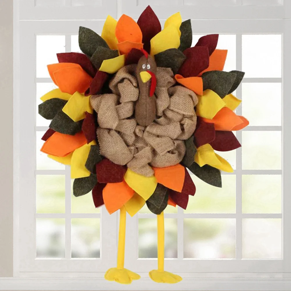 Thanksgiving Flower Plate Turkey Courtyard Door Hanging Halloween Bar Wall Decorations