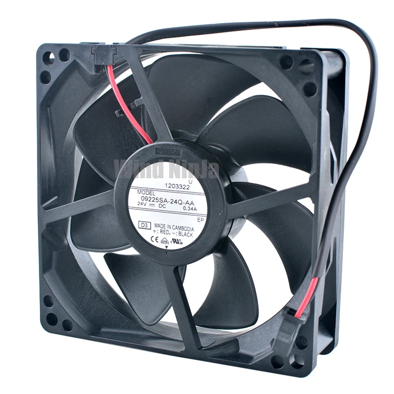 (2Pcs) 09225SA-24Q-AA 92x92x25mm DC24V 0.34A 3900RPM Dual Ball Bearing Axial Cooling Fan for Frequency Converter