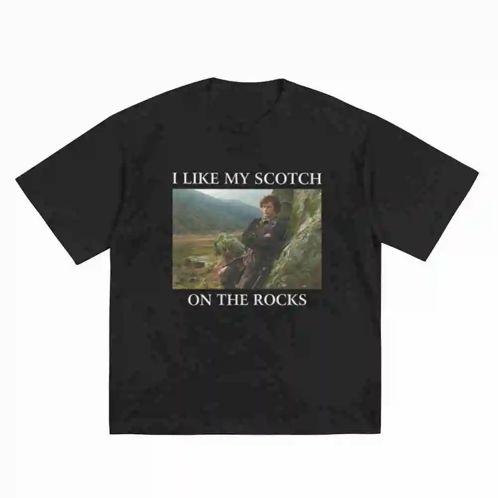 Outlander I Like My Scotch On The Rocks Short Sleeve Tee 100% Cotton T-Shirt