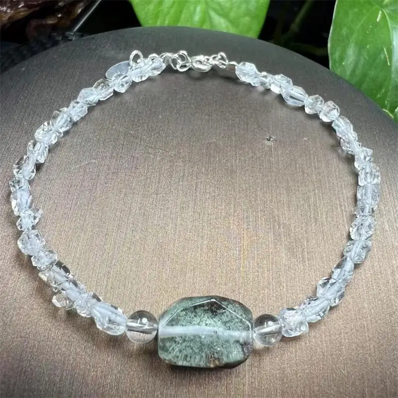 

S925 натуральный Herkimer алмазный садовый кварц произвольной формы из бисера кристалл целебный камень ювелирные изделия подарок для женщин 1 шт.