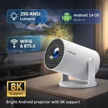 Projector HY300 Pro 8K Android 14 Dual Wifi6 290ANSI Allwinner H726 BT5.4 1080P 1280*720P Home Cinema Outdoor Projetor