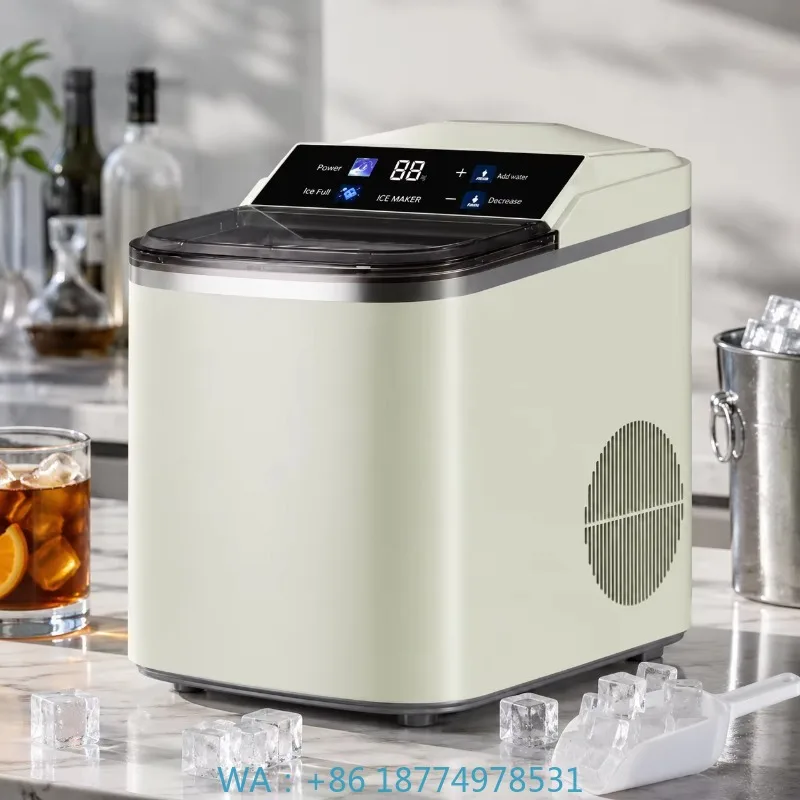 24 Cubes Per Cycle Mini Square Ice Maker with LCD Digital Screen, Desktop Style for Cocktail Bar