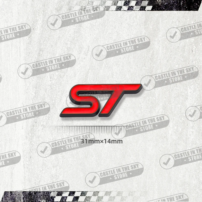 ST Logo Metal Emblem Car Steering Wheel Badge Sticker Emblem Decal For Ford ST Line Focus Mondeo Kuga Fiesta S-MAX C-MAX F-150