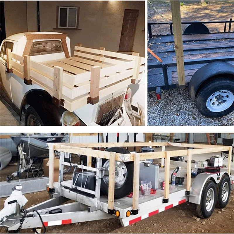 AT19-For 2'' X 4'' Lumber, Trailer Stake Bracket Included Mounting Bolts And Nuts Trucks Trailer Bracket