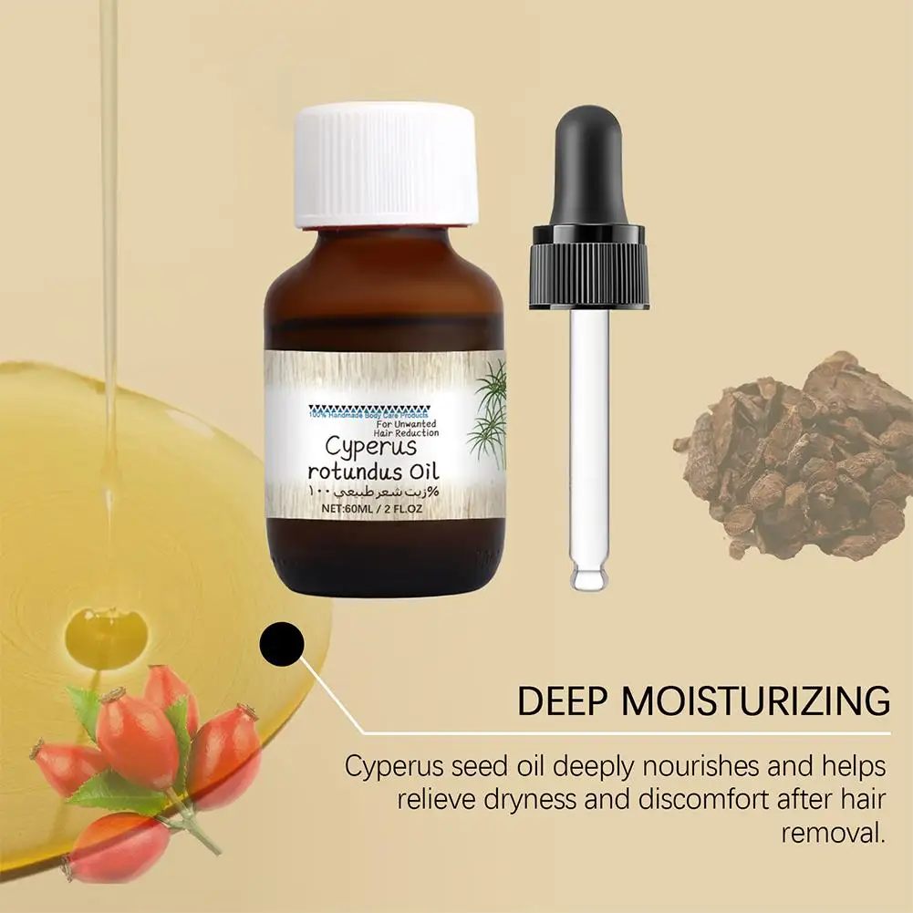 Aceite Esencial de Cyperus Rotundus de 60 ml, Aceite Vegetal Natural Suave, Depilación, Cuidado de la Piel, Aceite Corporal Refrescante, Multiefectos, para Mujeres y Hombres