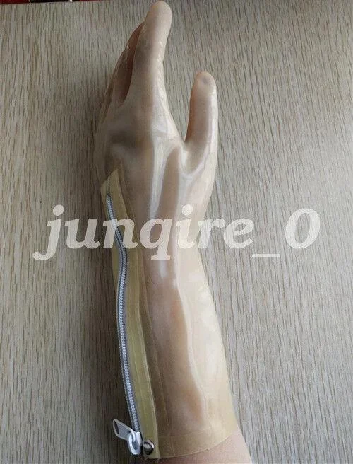 Latex Gloves Rubber Fünf Finger mit weißem Reißverschluss Masquerade ball 0.4mm Size S-XXL