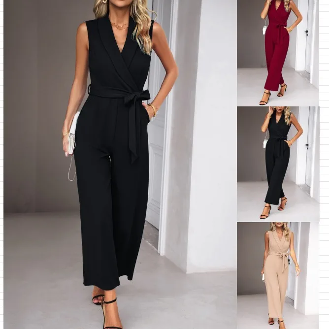 

Cross-Border Svel Onesie Women's Casual Commute Long Pants Spring Autumn Season Faionable All-In-One Suit for Ladies