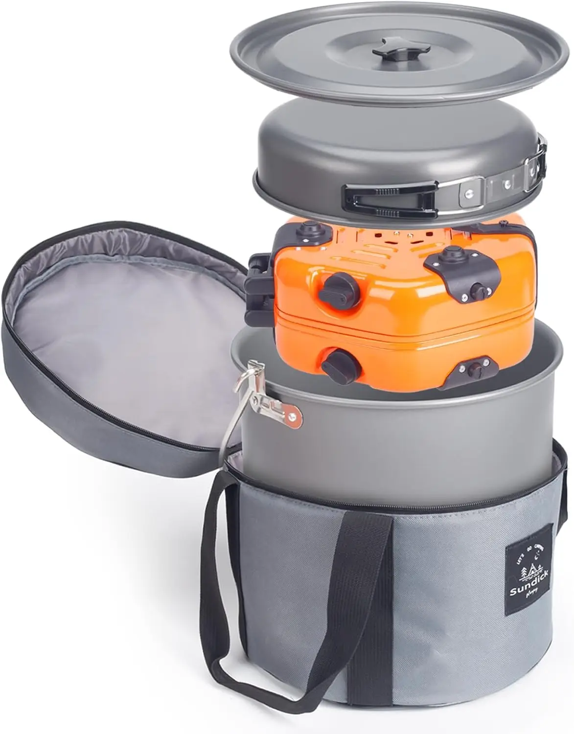 Portable Folding Propane Camping Stove with Camping Cookware