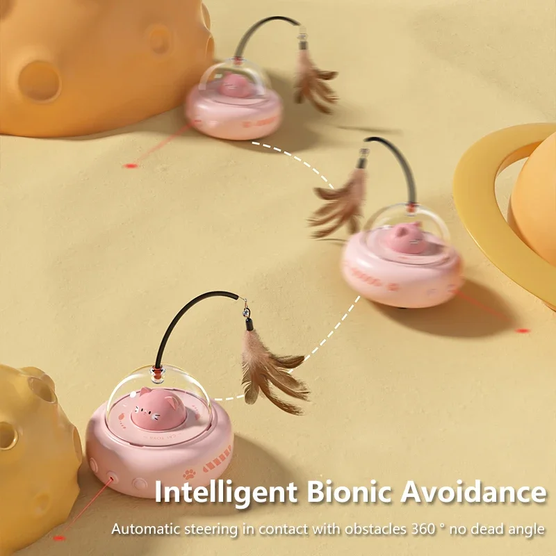 Inteligentna zabawka dla kota Teaser Elektryczny drążek do drażnienia kota UFO z dzwoneczkiem Zabawki dla zwierząt domowych Wymienne pióro Interaktywne artykuły dla kotów