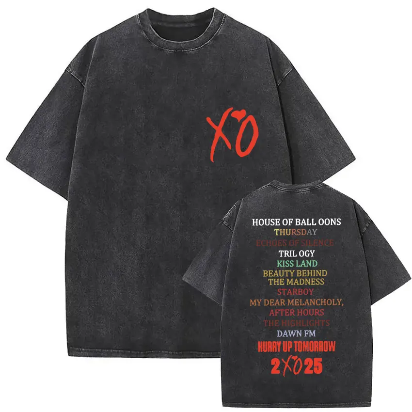 The Weeknd XO Tour 2025 Vintage Washed T Shirt Men's Women Pop Music Short Sleeve T-Shirts Rap Hip Hop Gothic Clothing T-shirts image 3