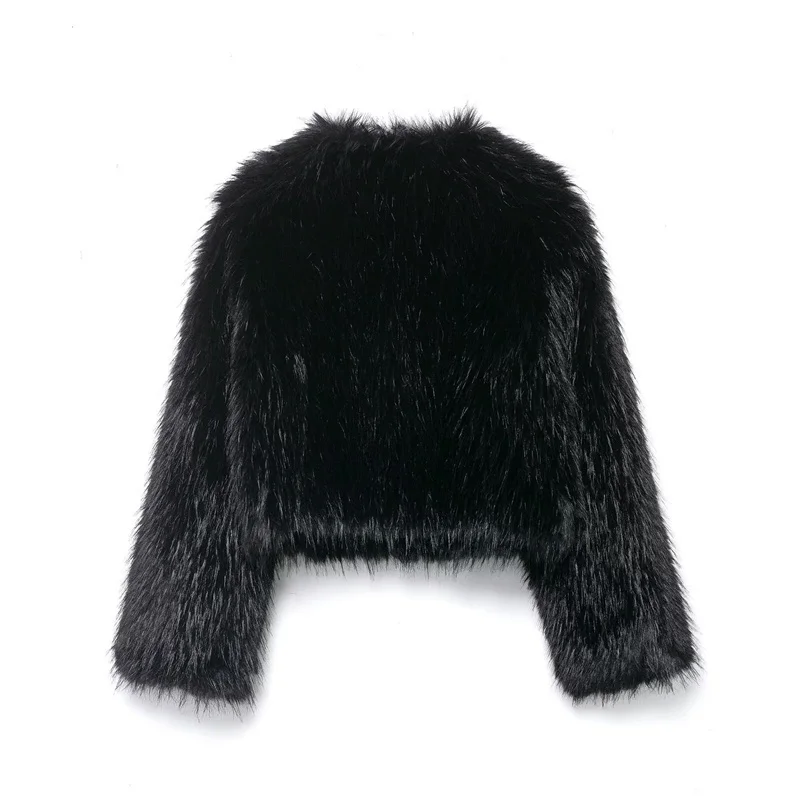 เสื้อโค้ทผู้หญิง คอลเลคชั่นฤดูใบไม้ร่วง/ฤดูหนาว 2025 รุ่นใหม่ล่าสุด สีดำ แขนยาว ผ้าขนสัตว์เทียม ให้ความอบอุ่น ดีไซน์หรูหราและทันสมัย