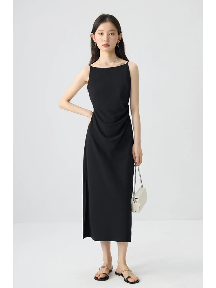 ZIQIAO French Style Strappy Dress For Women 2024 Summer New Design Elegant Classic A-line Mid-length Skirt For Female 24ZQ92416