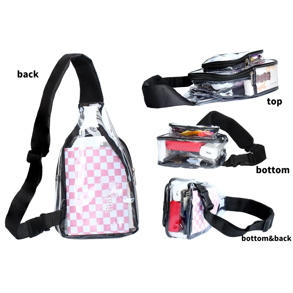 Clear Sling Bag Heavy Duty Transparent Waterproof Chest Crossbody Pass Security Fast Stadium Approved Concert Game Day Women Men