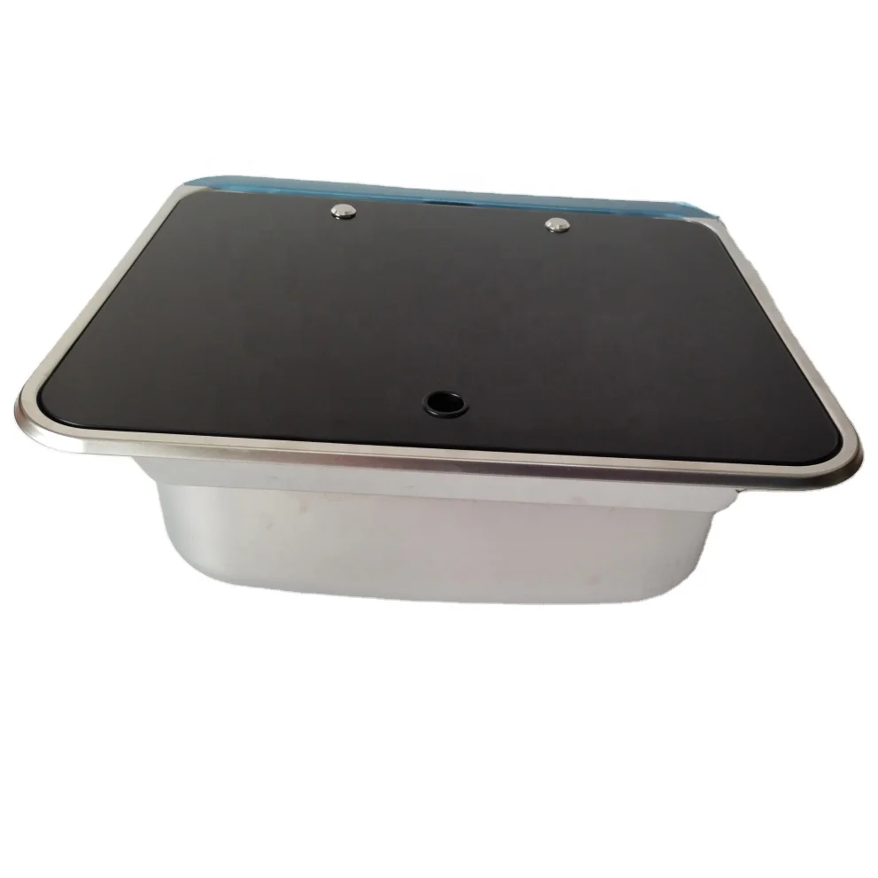 Stainless steel cooker sink tempered glass single bowl sink for motor home