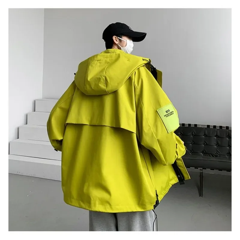 Luxury Zipper Sweatshirt Cargo Jackets Spring Autumn Hooded Windbreaker Windproof Waterproof Multi Pockets Outdoor Coats Tops
