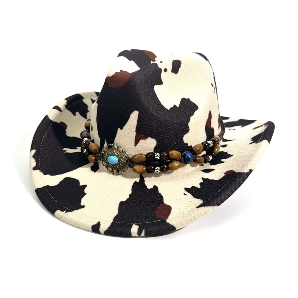 

Artificial Suede Western Cowboy Hat Tibetan Style Curved Brim Roll Brim Cowgirl Cap Ethnic Soft Jazz Fedora Hats Outdoor Riding