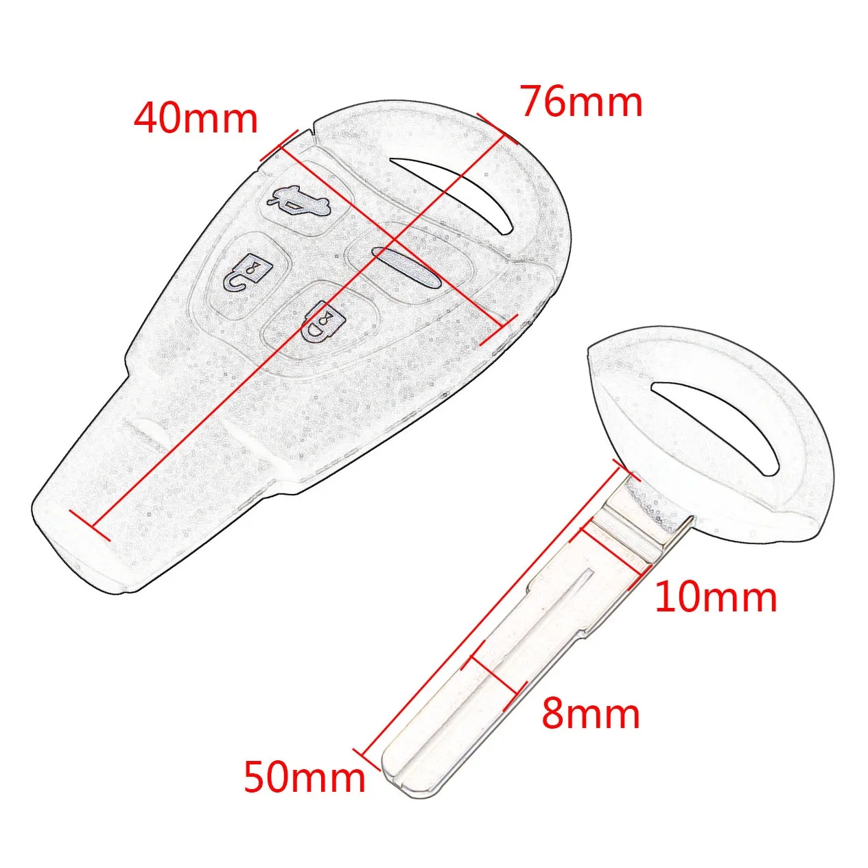 4 Buttons Car Remote Key Shell Case Fob Blank Blade Replacement for 2003-2007 Saab 9-3 Sport Sedan Convertible Sport Combi Wagon