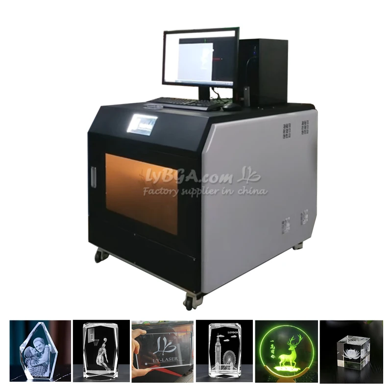 LY-A02 ليزر 2D ثلاثية الأبعاد آلة الحفر الداخلي زجاج كريستال الكرة الضوء الأخضر 1 واط 6 واط الألياف الليزر وسم آلات الطحن