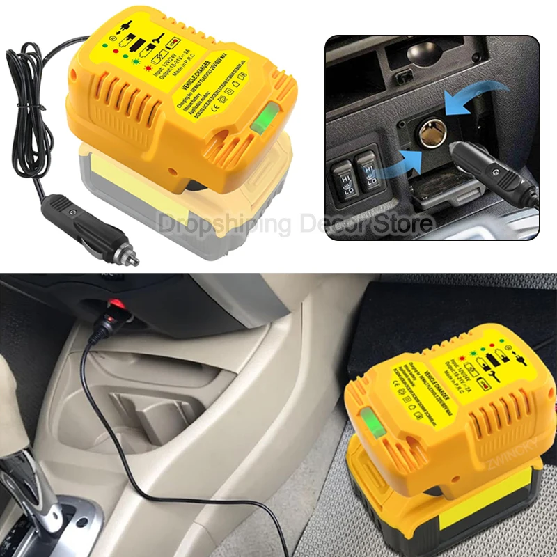 

Lithium Battery Charger For Dewalt Portable Vehicle Charger with Cigarette Lighter Plug For Dewalt DCB206 DCB205 DCB204