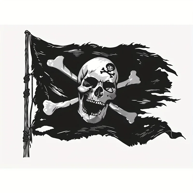 1 adesivo bandiera pirata "Jolly Roger" - simbolo pirata iconico, decalcomania decorativa rimovibile per casco, bagagli e materiale scolastico