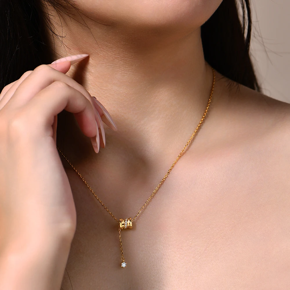 ATTAGEMS Moissanite Bracciale Collana con ciondolo per donna Set di gioielli in argento sterling 925 con ruota rotonda di fidanzamento Regalo di nozze 2 pezzi