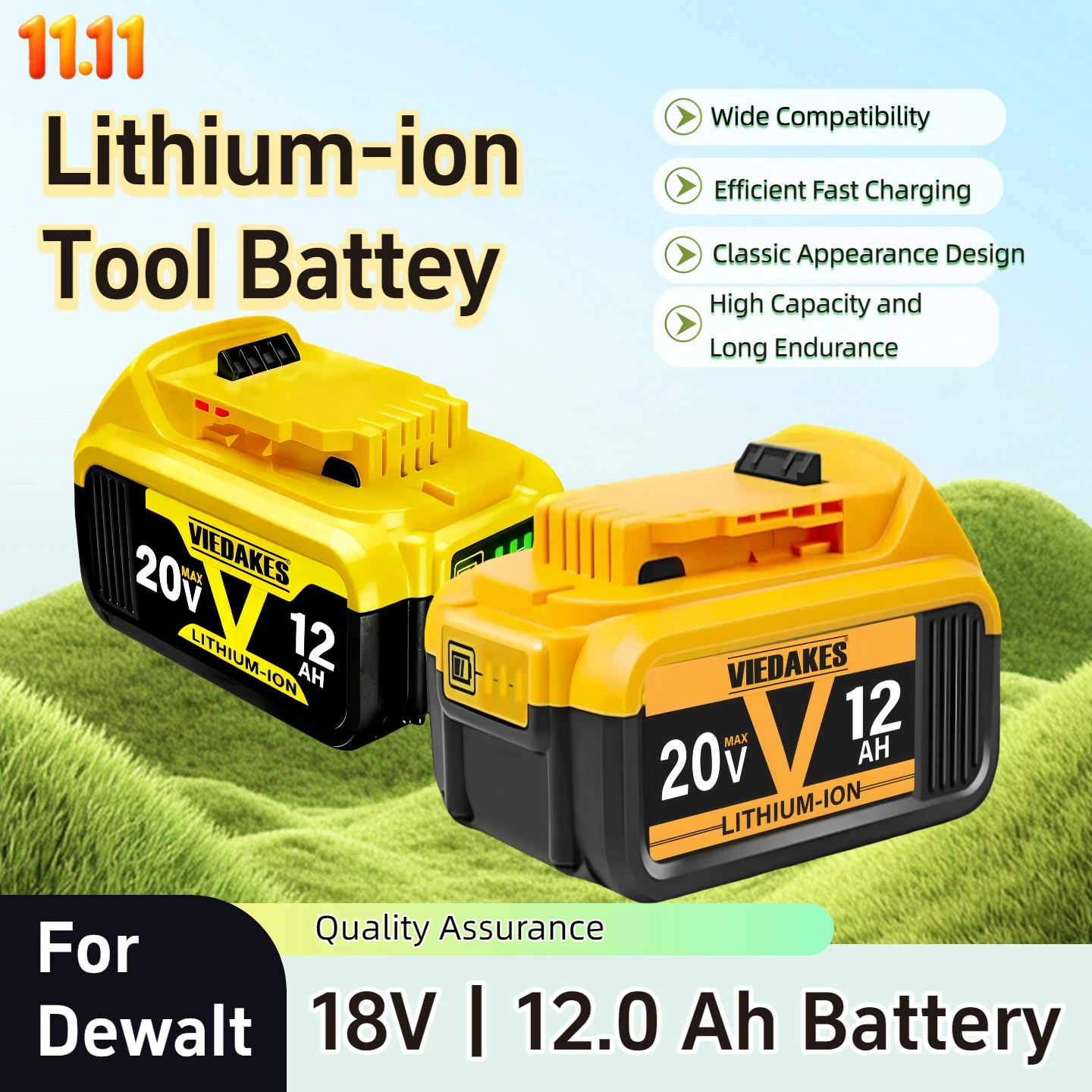 

Original for Dewalt 12.0Ah 20V Lithium-Ion Replacement Batteries for Dewalt Cordless Tools-Compatible with DCB200,DCB205 & More