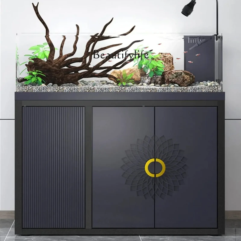 03.ld14 Stream Tank Fish Tank Aquarium Super White Glass Ecological Change Water Bottom Filter Cabinet