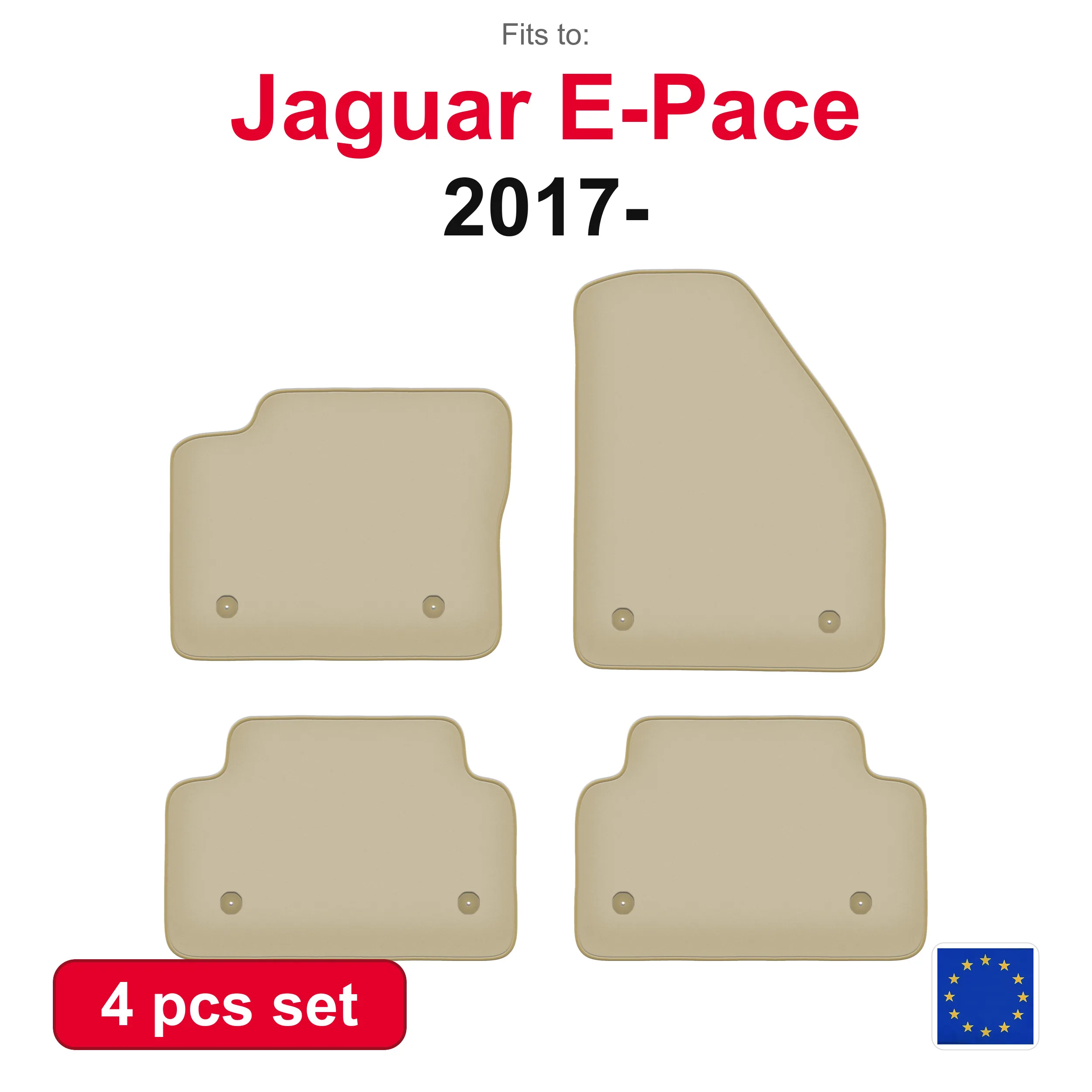 PREMIUM-Auto-Veloursteppiche für Jaguar E-Pace SUV (2017-) – beige, 4-teiliges passgenaues Auto-Fußmatten-Set