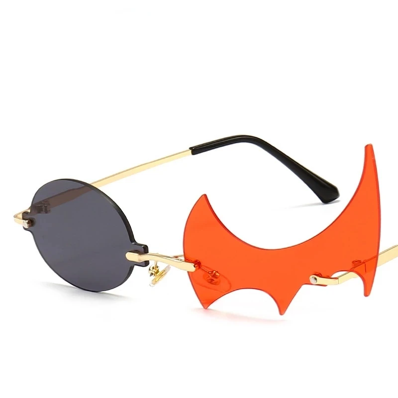 Anime Danganronpa Monokuma Cosplay Prop Polygon Flame Shaped Sunglasses Vintage Orange Frameless Punk Sun Glasses Woman Man