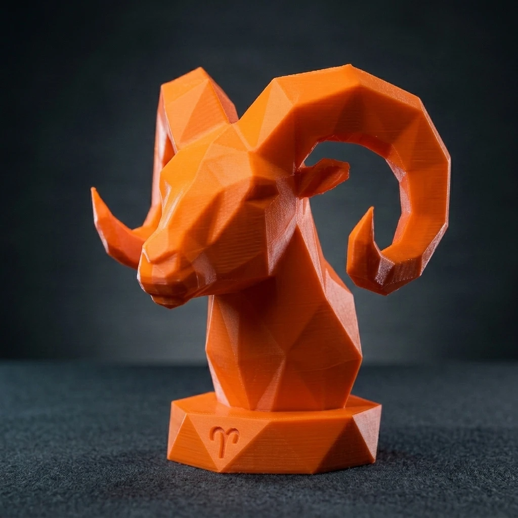 Geometric Aries Ram Statue Low Poly Big Horn Sheep Bust Sculpture 3D Printed Animal Figurine Modern Office Desk Decor Gift