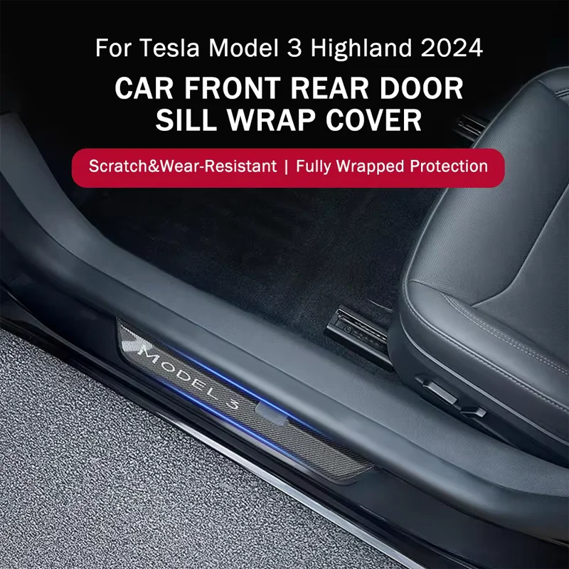 Dla Tesla Model 3 Highland 2024 Osłona progu przednich tylnych drzwi zapobiegająca zarysowaniom Listwa progowa ze stali nierdzewnej Akcesoria