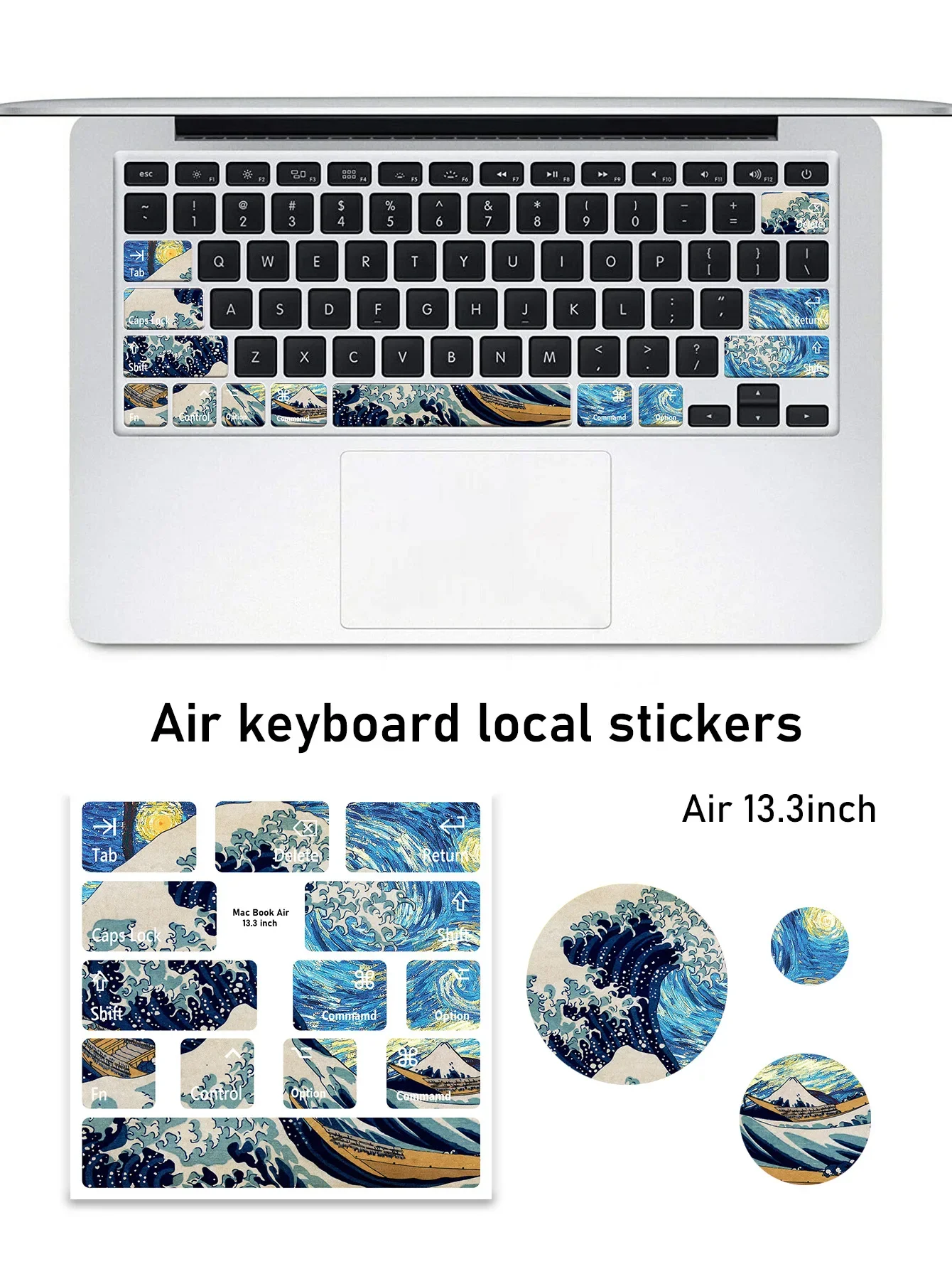 Ins Beautiful Laptop Keyboard Local Sticker for MacBook Air Starry Sky Waves Universe Leaves Cartoon Key Cap Beautify Stickers