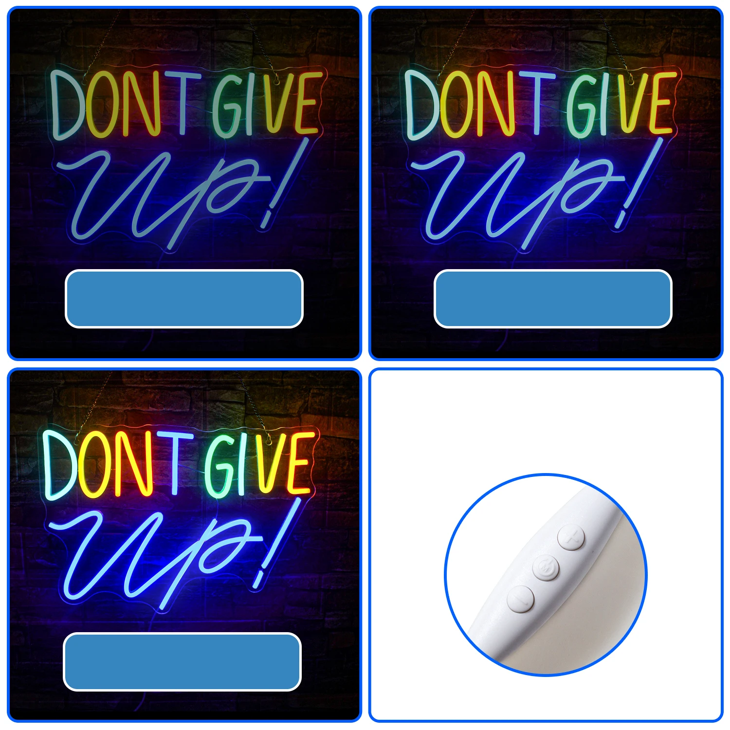 Don't Give Up letreros de neón, lámpara de pared artística regulable por USB, luces LED para gimnasio, dormitorio, hogar, bares, Club, Inspire Spirit, logotipo de señal