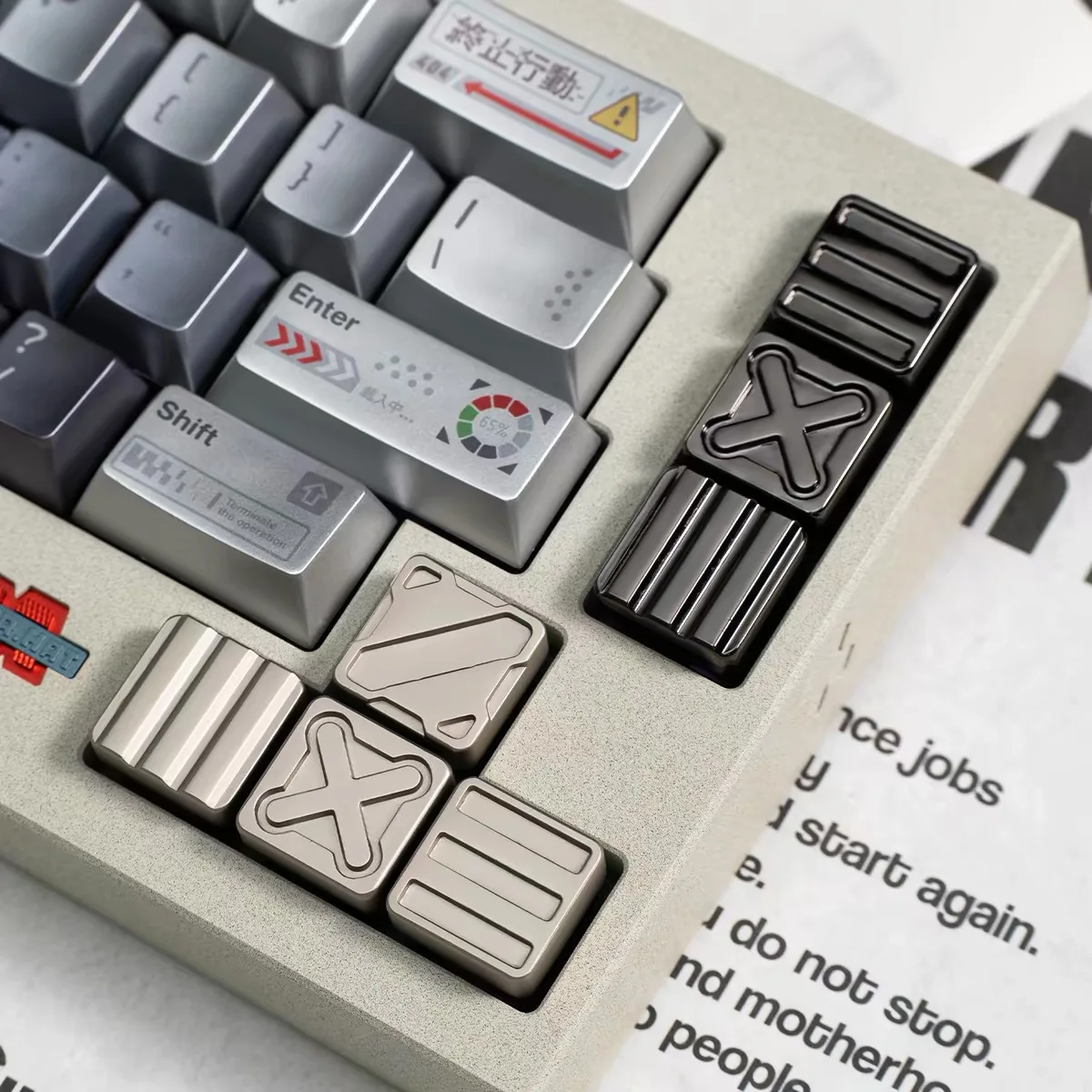 Metal Low Profile Personalized Keycap Black‑White Gloss Matte Finish Artisan Keycap for MX Custom Mechanical Keyboard