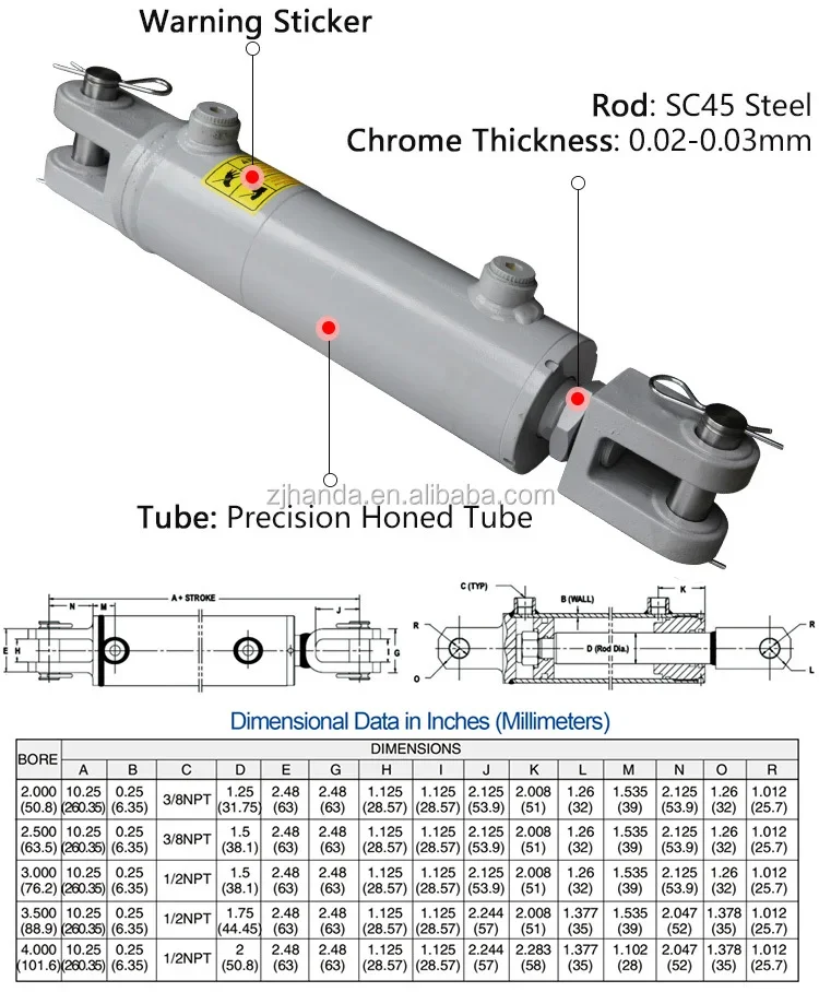 15 ton double acting hydraulic cylinders for tipper dump car trailers