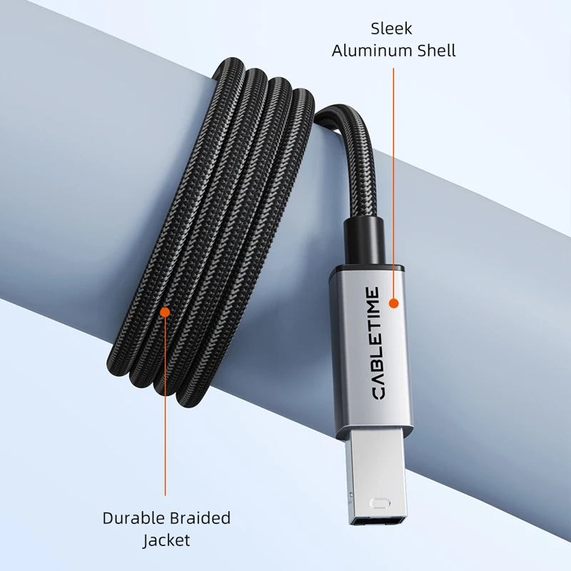 CABLETIME USB Printer Cable USB USB B Male to Type C Male USB 2.0 Cable 5Gbps High Speed Extension Printer Cable For Canon HP