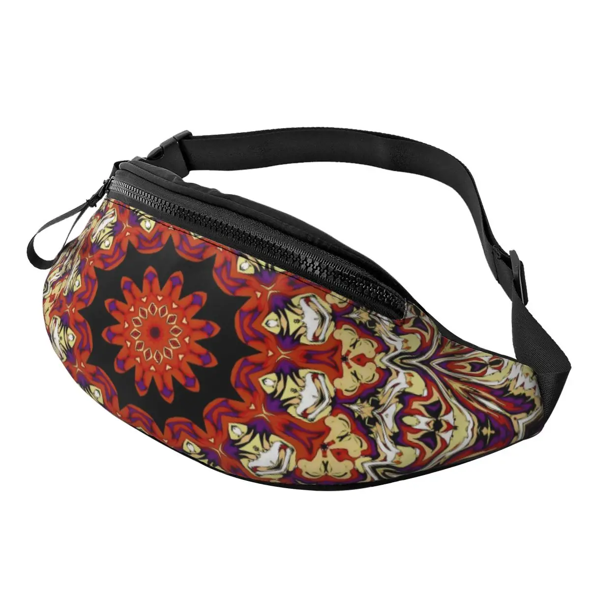 Custom Casual Bohemia Ethnic Mandala Flower Pattern Fanny Pack Women Men Crossbody Waist Bag for Running Phone Money Pouch