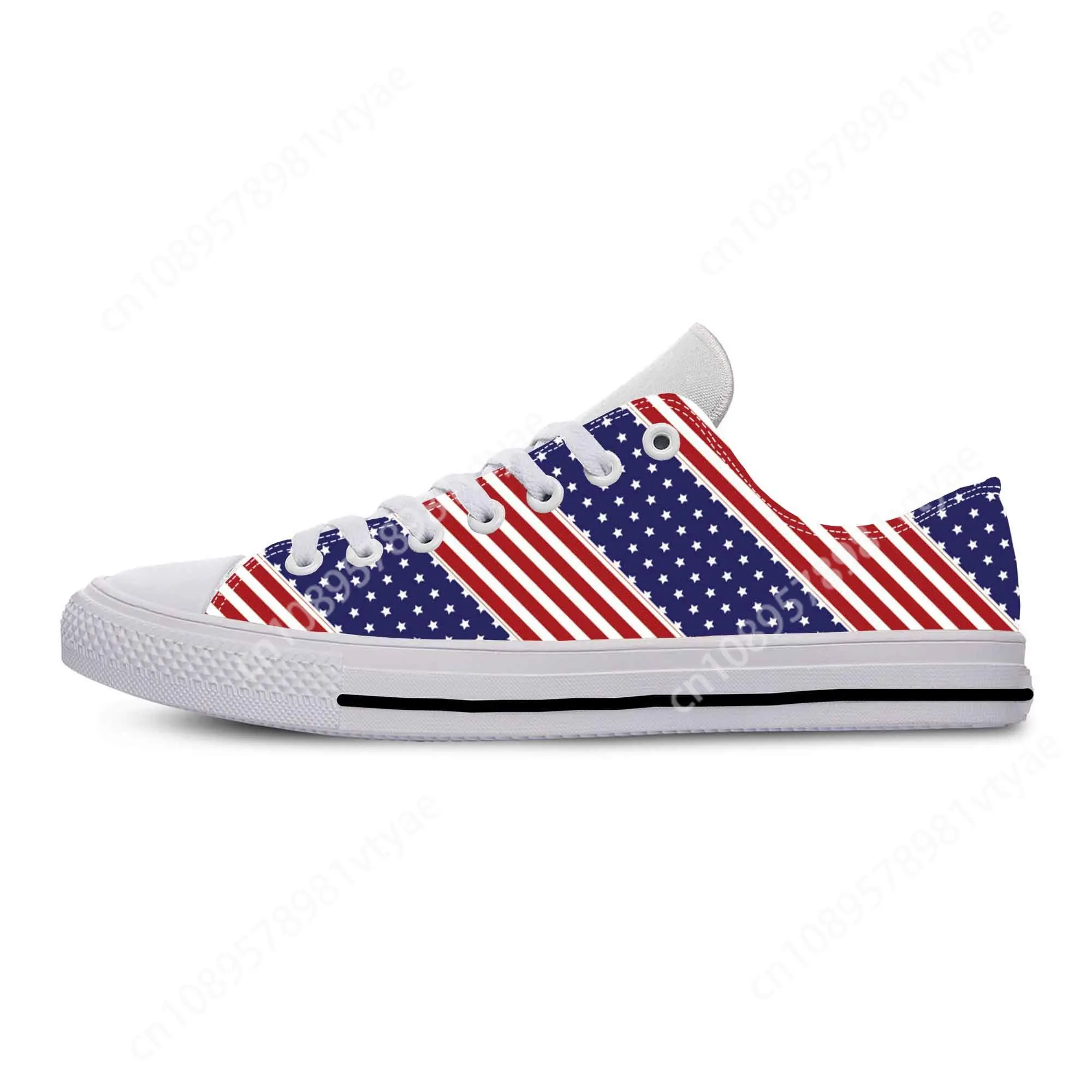 America American Flag US USA Star Stripe Patriotic Casual Cloth Shoes Low Top Comfortable Breathable 3D Print Men Women Sneakers