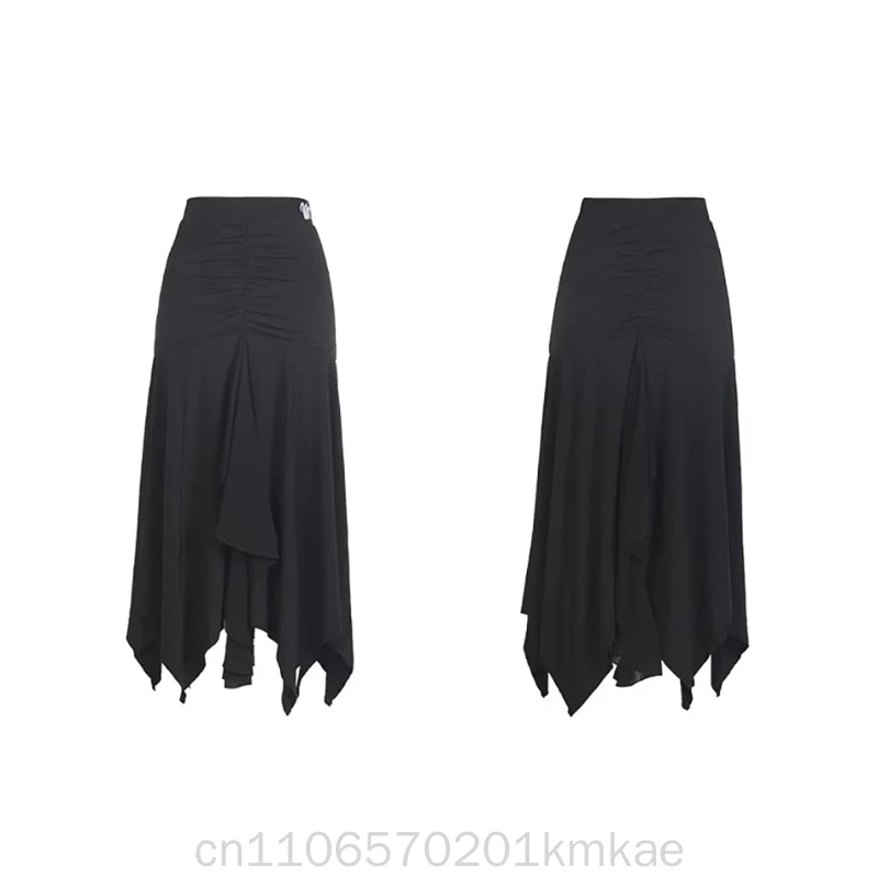 Wrinkle Design Latin Dance Skirt Line Dance Clothing Women Dancewear Skirt Waltz Dress Latin Dance Dress W25D276