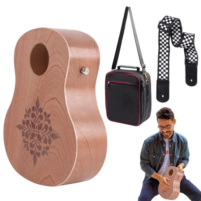 

Kids Hand Drum Guitar Shape Portable Wooden Instrument Storage Bag Included Music Toy Funny Percussion Tool For Music Lessons