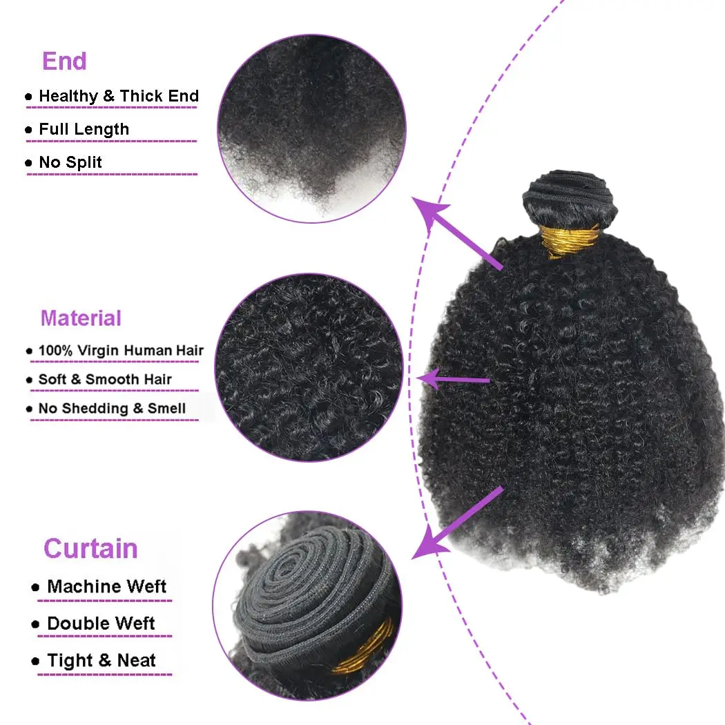 10a afro encaracolado feixes de cabelo humano encaracolado brasileiro kinky encaracolado onda cabelo humano remy jerry onda extensões de cabelo virgem
